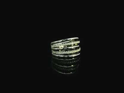 Diamond multi band stacked ring in 18K white gold by Emirates Diamonds