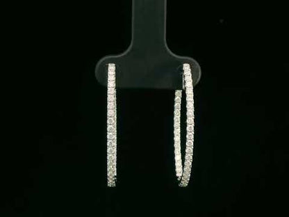 18K Gold Diamond Hoop Earrings with 0.97 Carats of Round-Cut Diamonds