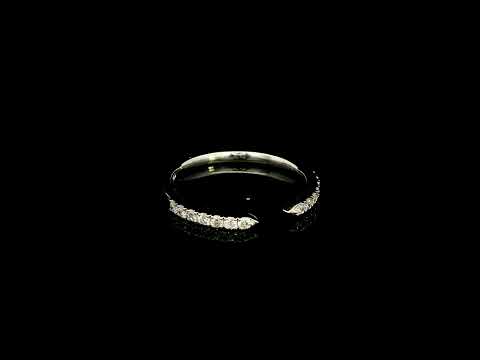 18K white gold open diamond contour ring with curved diamond-set ends, suitable as a stacking ring or wedding band