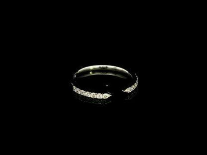 18K white gold open diamond contour ring with curved diamond-set ends, suitable as a stacking ring or wedding band
