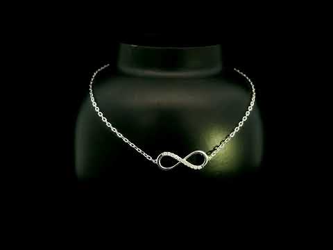 Diamond infinity bracelet in 18K White Gold featuring a pavé-set infinity motif with 0.05 carat natural diamonds.