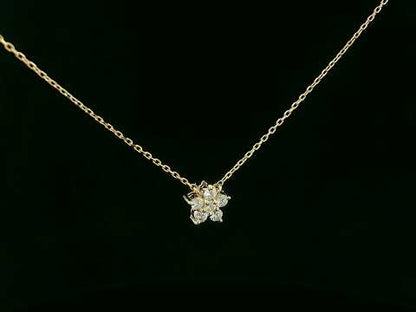 Diamond Floral Necklace in 18K Yellow Gold