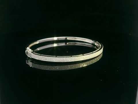 18K Gold Triple Row Diamond Bangle – Pavé Set Bracelet with 1.08 Carats of Sparkling Diamonds.