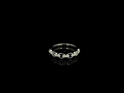 18K White Gold Diamond Link Ring with 0.13 Carat Natural Round Diamonds