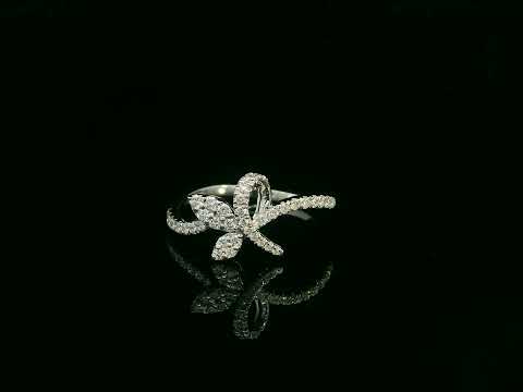 18K white gold diamond leaf crossover ring by Emirates Diamonds