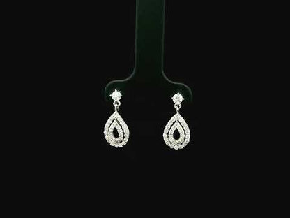 Diamond teardrop drop earrings in 18K white gold pavé pear shape design