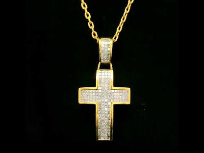 Princess Cut Diamond Cross Pendant in 18K Yellow Gold