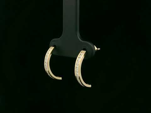 Diamond half hoop earrings with 0.31ct round diamonds set in 18K yellow gold by Emirates Diamonds