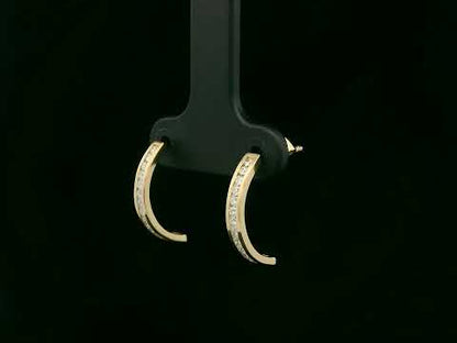 Diamond half hoop earrings with 0.31ct round diamonds set in 18K yellow gold by Emirates Diamonds
