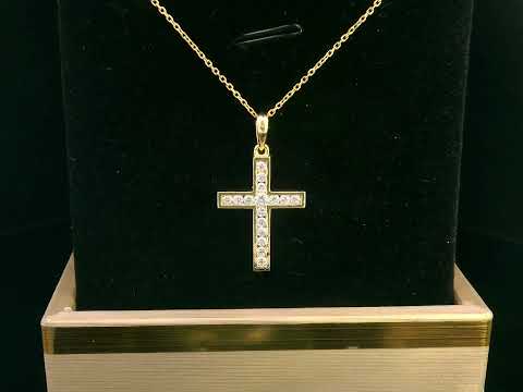 18K gold diamond cross pendant with 0.30 CT diamonds, religious jewelry, luxury faith pendant 