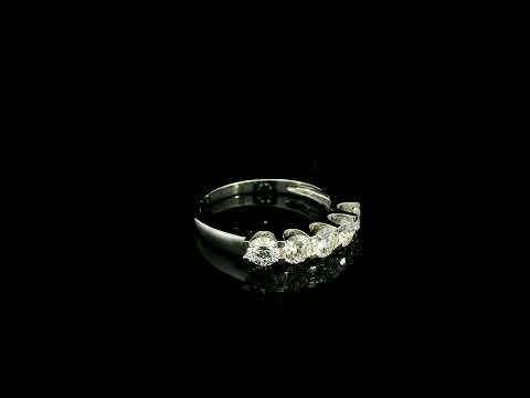 Five stone diamond band ring in 18K white gold with round brilliant diamonds set across the front