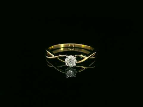 18k yellow gold diamond ring with 0.23ct round brilliant diamond & infinity shank – certificate included