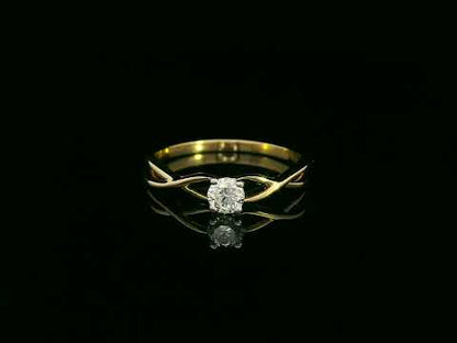 18k yellow gold diamond ring with 0.23ct round brilliant diamond & infinity shank – certificate included