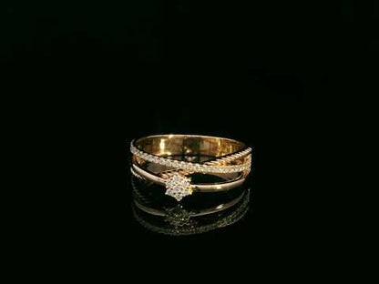 18k Rose Gold Multi-Band Diamond Ring – Floral Cluster, Fashion Ring