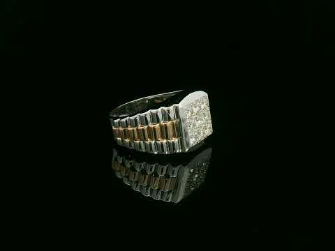Men’s diamond statement ring in two-tone 18K white and rose gold by Emirates Diamonds.