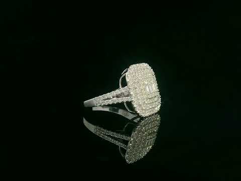 Cushion-cut diamond cluster cocktail ring in 18K white gold by Emirates Diamonds