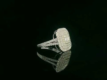 Cushion-cut diamond cluster cocktail ring in 18K white gold by Emirates Diamonds