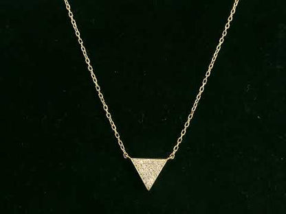 18K yellow gold diamond triangle pendant necklace – minimalist geometric design by Emirates Diamonds