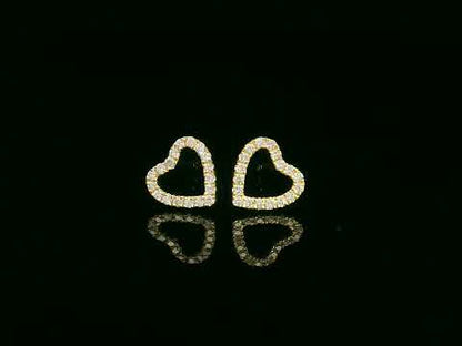 Heart-shaped diamond stud earrings in 18K yellow gold with 0.17 carat diamonds and screw-back posts

