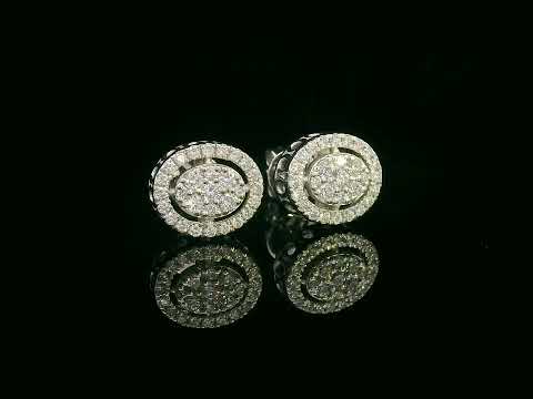 18K gold diamond halo stud earrings featuring 0.42ct diamonds for an elegant and timeless look.