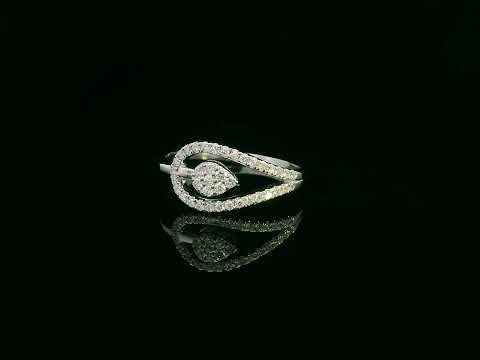 18K white gold diamond bypass ring featuring a teardrop-shaped diamond cluster and pavé set band by Emirates Diamonds