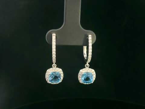Elegant London Blue Topaz & Diamond Drop Earrings in 18K Gold – 2.33 Carat