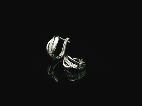 Diamond hoop earrings 0.16 carat in 18K white gold by Emirates Diamonds