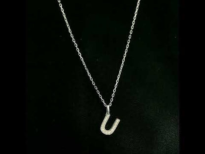 Diamond Initial U Alphabet Pendant In 18k Gold