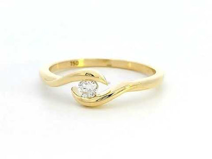 Modern 18k Gold Solitaire Diamond Engagement Ring with Tension Setting