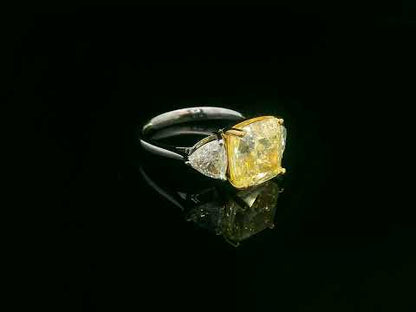 18K white gold yellow diamond engagement ring