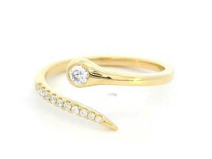 18K Yellow Gold Spiral Diamond Ring/ wrap ring with Brilliant Round Diamonds -