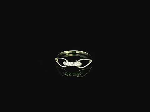 Minimal diamond open link ring in 18K white gold interlocking design
