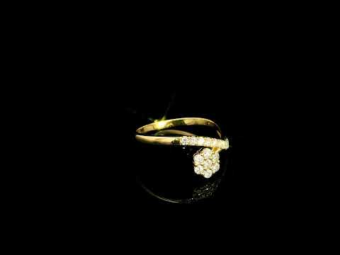 Diamond cluster crossover ring with round diamonds in 18K yellow gold by Emirates Diamonds