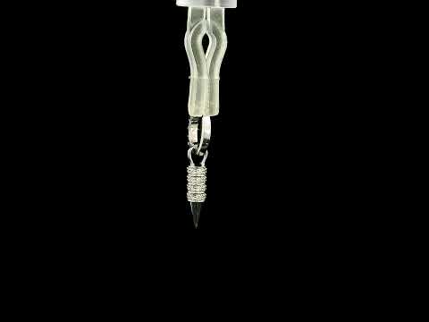 Men's diamond huggie drop earring in 18K white gold with black spike detail