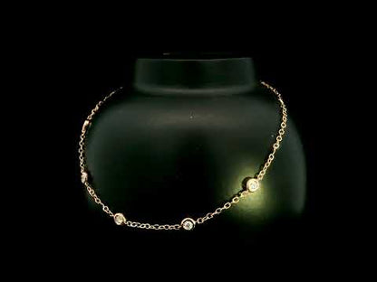 18K Rose Gold Diamond Station Bracelet featuring five bezel-set natural diamonds totalling 0.14 carat.