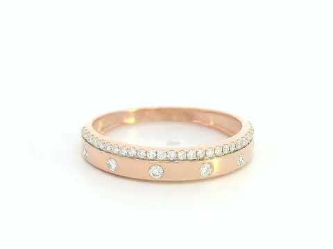 18K rose gold diamond band ring with pavé and flush-set natural diamonds by Emirates Diamonds