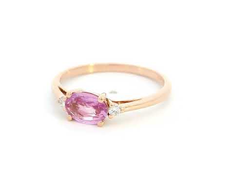 Oval pink sapphire and diamond ring in 18K rose gold

