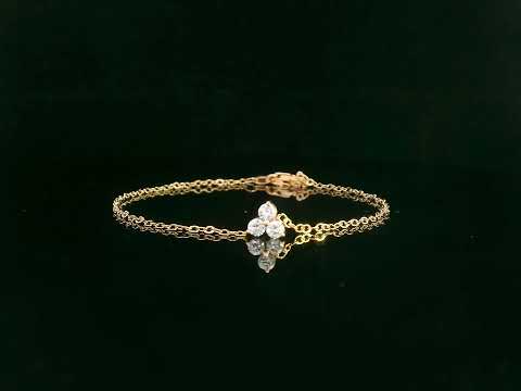 18K yellow gold chain bracelet with three round-cut diamond charm in triangular pattern – Emirates Diamonds