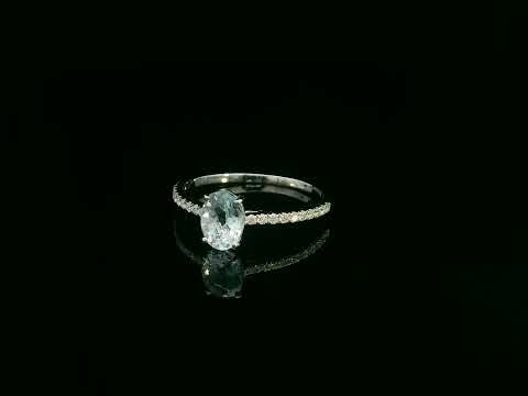 18K white gold oval aquamarine and diamond ring – elegant fine jewelry by Emirates Diamonds.