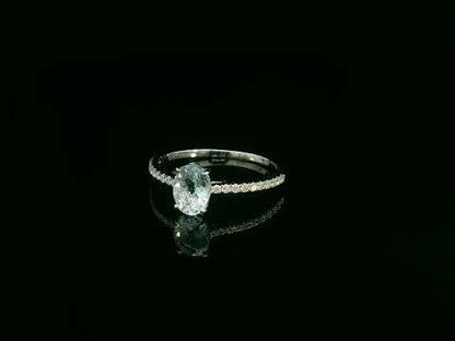 18K white gold oval aquamarine and diamond ring – elegant fine jewelry by Emirates Diamonds.