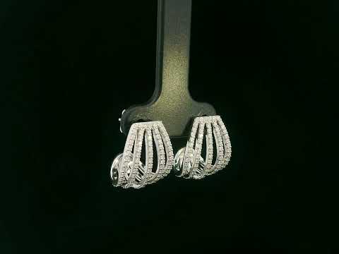 18K white gold multi-row pavé diamond hoop earrings, total 0.78ct