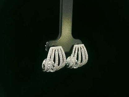 18K white gold multi-row pavé diamond hoop earrings, total 0.78ct