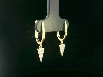 18K Yellow Gold Diamond Drop Earrings | Modern Spike Dangles