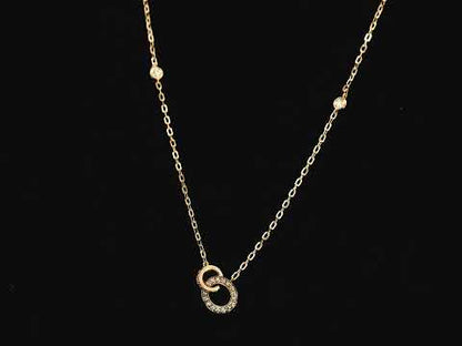 18K rose gold interlocking circle diamond necklace 0.22 carat with diamond chain accents – Emirates Diamonds