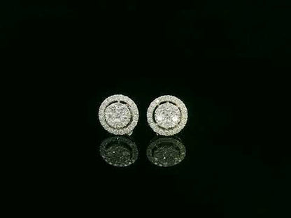 Diamond Halo Stud Earrings in 18K White Gold