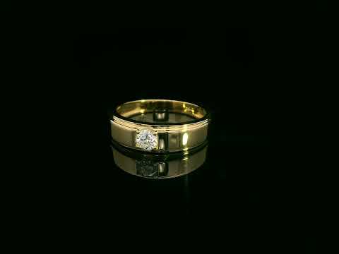 0.25 carat men’s diamond ring in 18K yellow gold by Emirates Diamonds featuring round brilliant diamond in structured band.