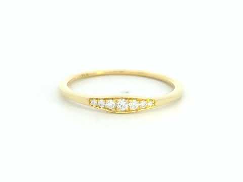 18K yellow gold diamond accent ring with 0.09 carat natural diamonds, minimalist stackable band