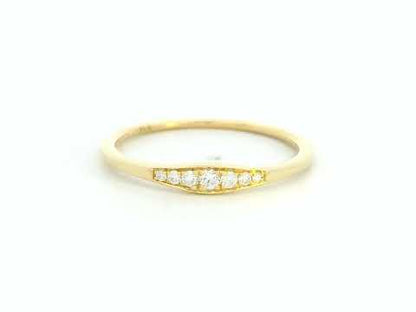 18K yellow gold diamond accent ring with 0.09 carat natural diamonds, minimalist stackable band