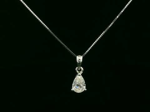 18K white gold pear-shaped solitaire diamond pendant – 0.50 carat teardrop design 