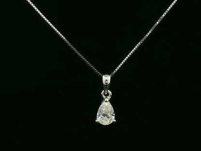 18K white gold pear-shaped solitaire diamond pendant – 0.50 carat teardrop design 